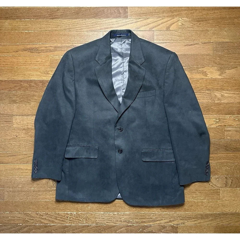 Chaps Ralph Lauren Blazer Mens 42S Grey Faux Suede Sport Jacket‎ Microfiber